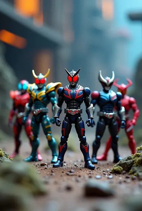 Miniature photography with Kamen Rider toys as the theme