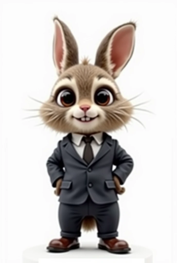 Cute animal in the shape of a single person, clear picture, wearing a suit, white background, woman