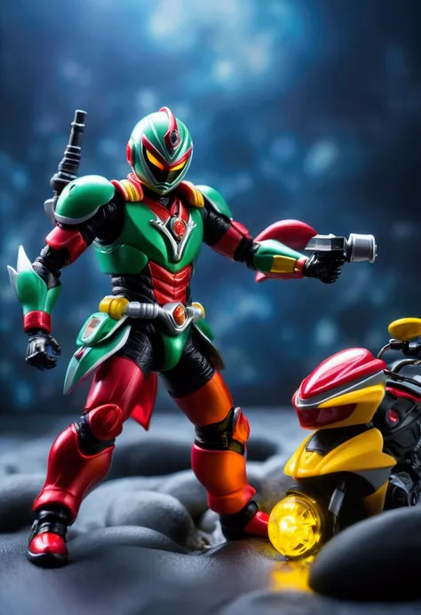 Miniature photography with Kamen Rider toys as the theme