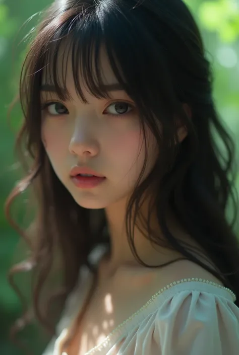 (best quality, face focus, soft light, ultra high res, (photorealistic:1.4), RAW photo, 1japanese girl, solo, cute, (pupil, lights in the eyes), detailed beautiful face, (small chest),(high resolution detail of human skin texture), (long hair), indoor )  a...