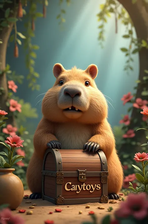 Capybara
Coffre à trésor 
Le nom "CapyToys" écrit sur limage 
Un décors merveilleux 