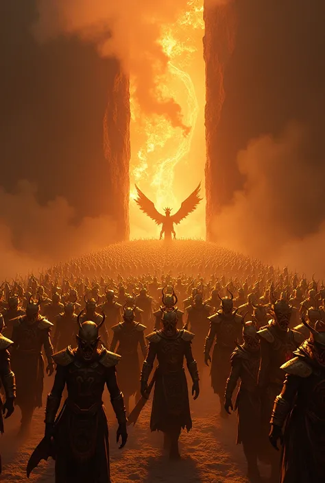 Hellish Golden Army opening the gates of hell