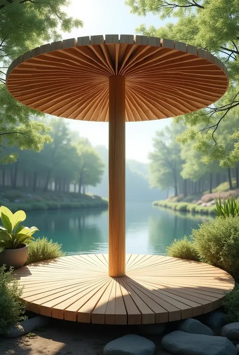 Round wooden stick pavilion 