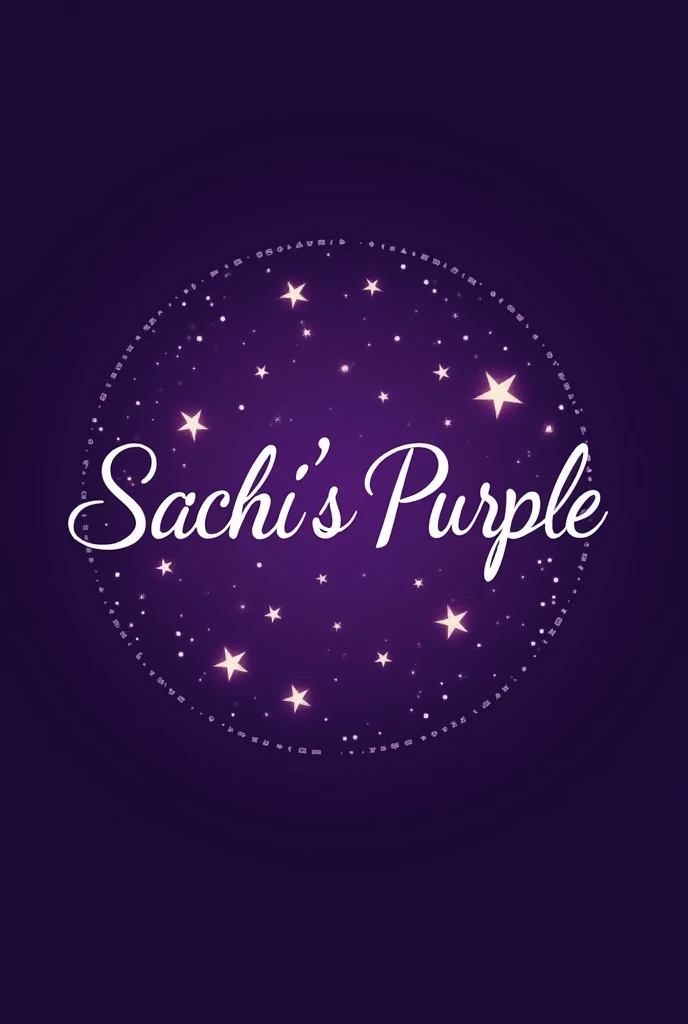 Cosmetics logo that says Sachis purple with stars
