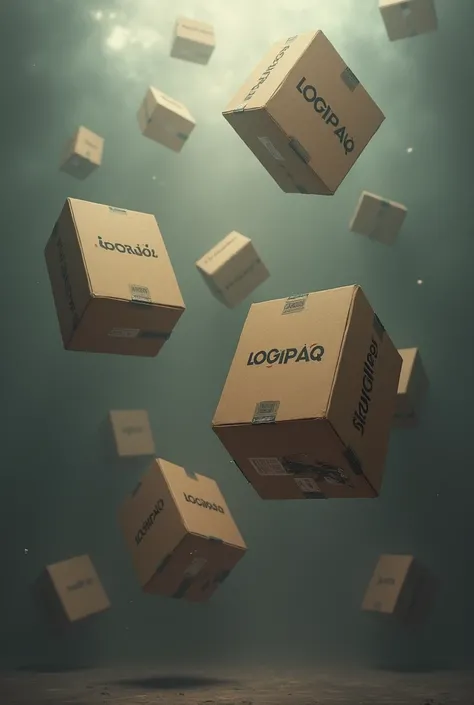 Big boxes falling from the sky and saying logicpaq