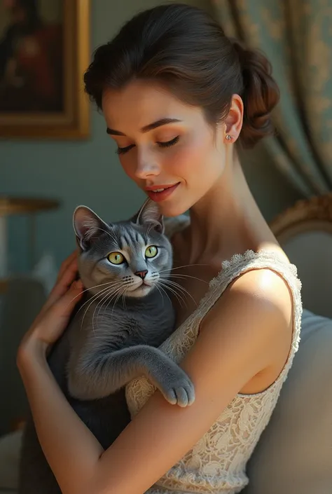 Divas with pets : Grace Kelly Embraces Elegance with Russian Blue Cat