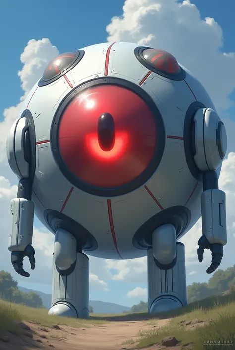 A big, round Pokémon, reminiscent of a robot or a UFO. Its circular, metallic body is created, when exposed to special magnetic fields, which rearranges its molecular structure. trägt A big, impressive red eye on its front