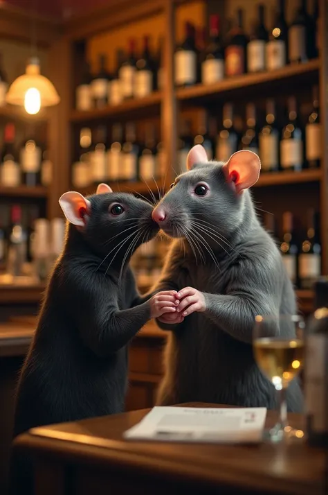 Rats Doing Business In Wine Shop Like Gentleman 