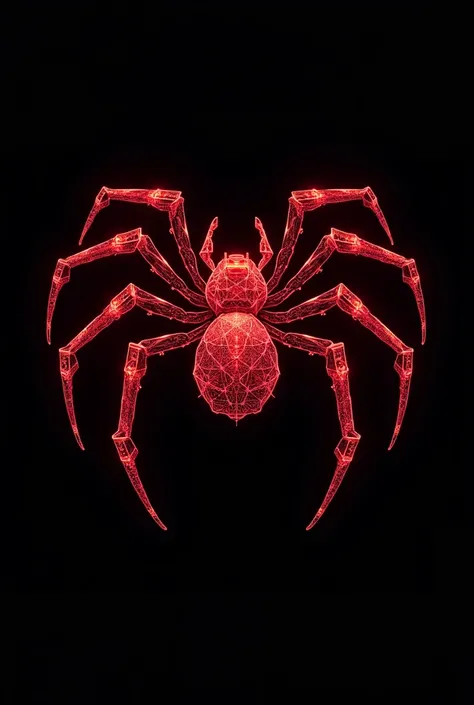 A logo that has a spider with various shades of red in the relief and circuits