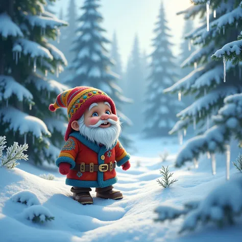 gnome in ice forest
