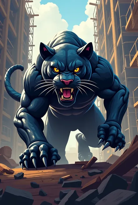 create an animated logo of a fierce construction panther 