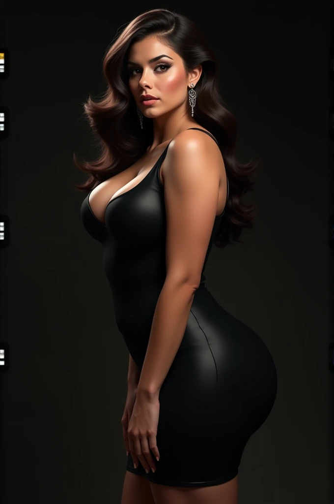 Girl with big booty and boobs in black