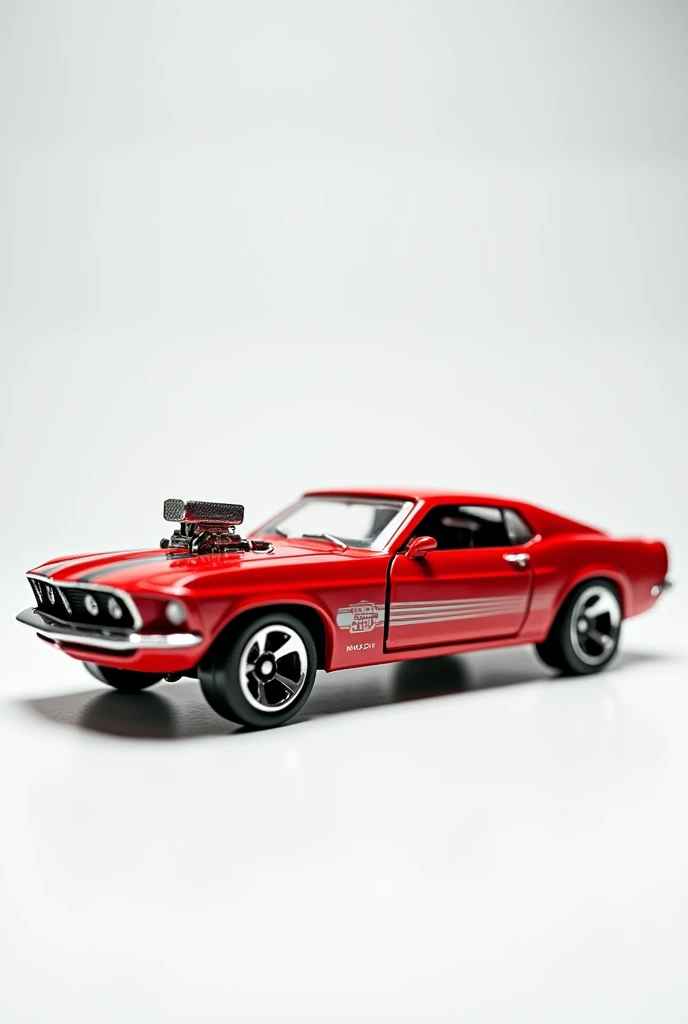 old red mustang car hot wheels toy in studio all white




