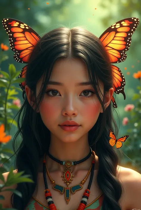 indigenous girl with butterfly haircut

