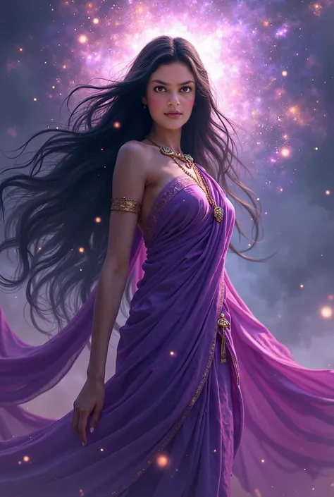 Sacred Radiance，Hindu mythology，goddes，Indian style，Long Black Hair，blackigeyes（tmasterpiece，top Quority，best qualtiy，offcial art，Beauty and aesthetics：1.2），（1girl in），Extremely detailed，（s fractal art：1.3），highly colorful，best detailed, A hyper-realistic,...