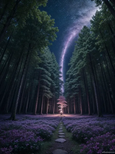 A magical anime nature wallpaper in 4K, inspired by Pixar 3D and the whimsical essence of fairy tales. The scene unveils a hidden forest clearing, where towering ancient trees encircle a small, enchanted meadow. The ground is covered with soft, bioluminesc...