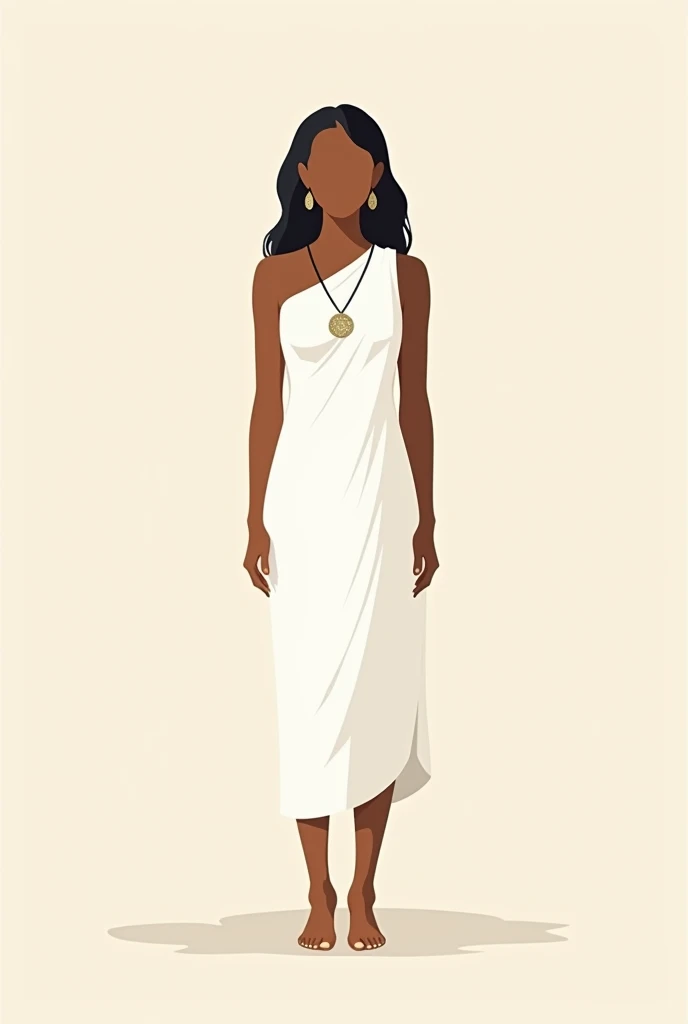 Guarani Indian in white dress super simple style faceless vector illustration