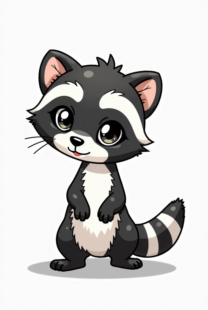 Draw a cute black and white coati style to color