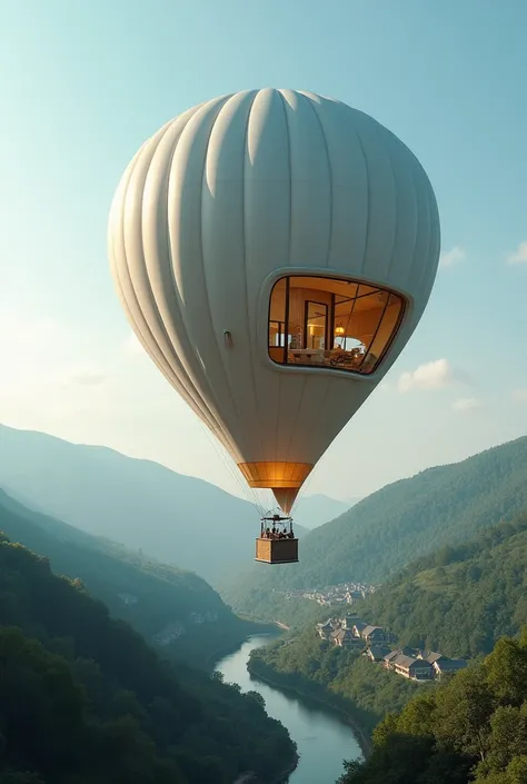 Modern hot air balloon with apartment