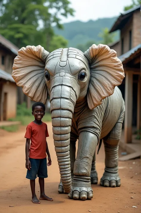 Poor kid made an elephant out of plastic bottles view villager