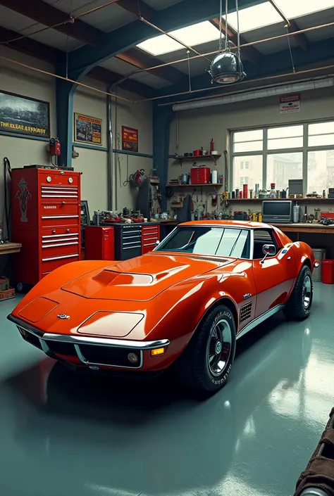 1968 Chevrolet Corvette in a cars garage