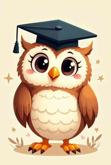 Owl with graduation cap, cartoon