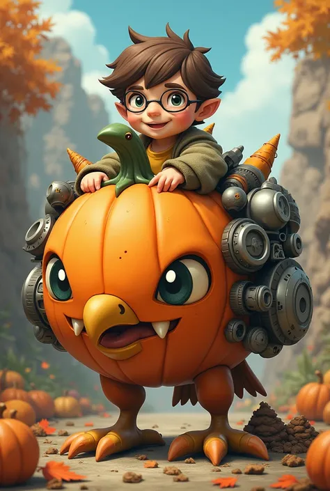 
Make a Pokémon that looks like a piece of pumpkin pie mixed with an eagle and a  boy with glasses and brown hair and was really short mixed with a computer and a pile of poop