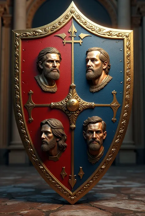 a 3d shield with 4 brothers