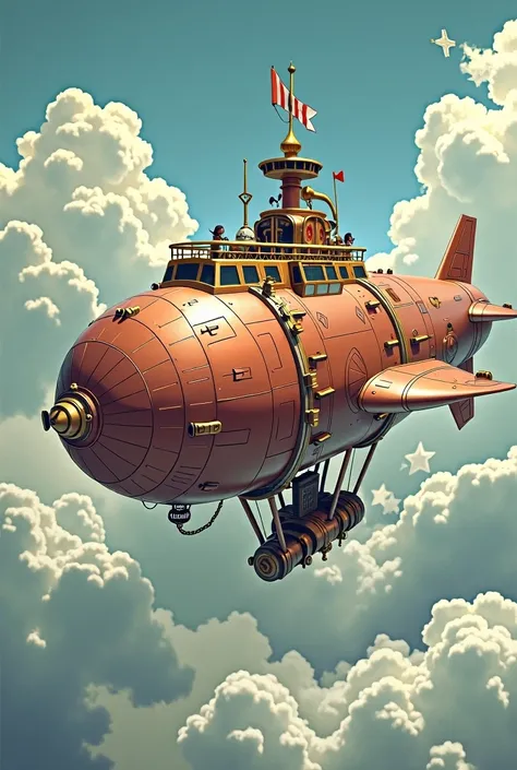 Vintage manga version airship with elysians 