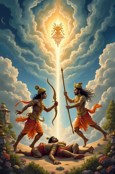 On a Same picture introduce sree Krishna killing kangs  sree ram ram killing ravana 
