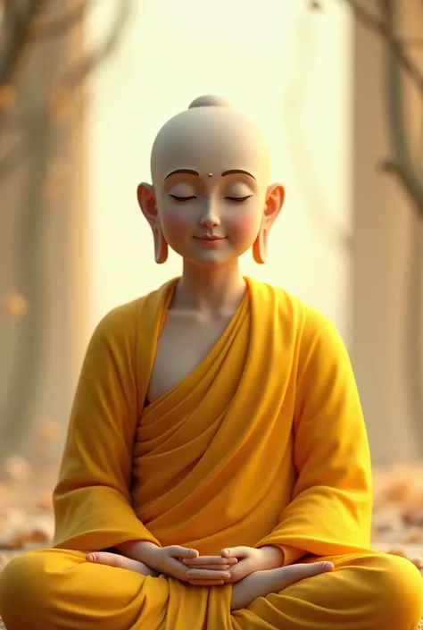 Bhudda, dont have hair, yellow shirt 