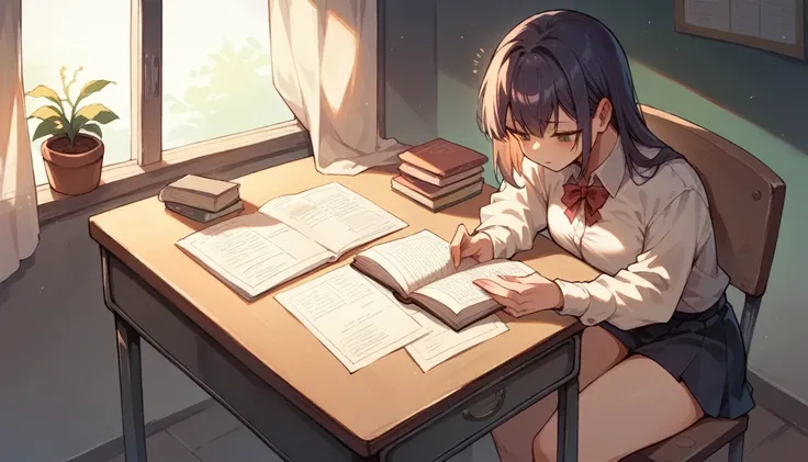 Girl studying at desk