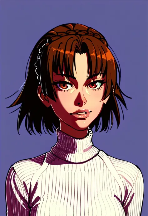 score_9, score_7_up, 1girl, solo, (niijima makoto):0.7, portrait, white sweater, looking at viewer, parted lips