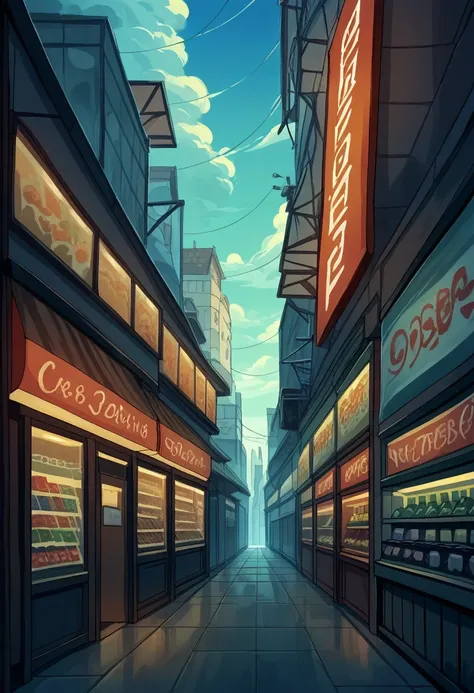 A vibrant night scene that mixes warm and cool tones in spectacular fashion. The warm orange light emanating from the traditional Japanese store highlights every detail of the facade, contrasting sharply with the dark greens and deep blues of the night sky...