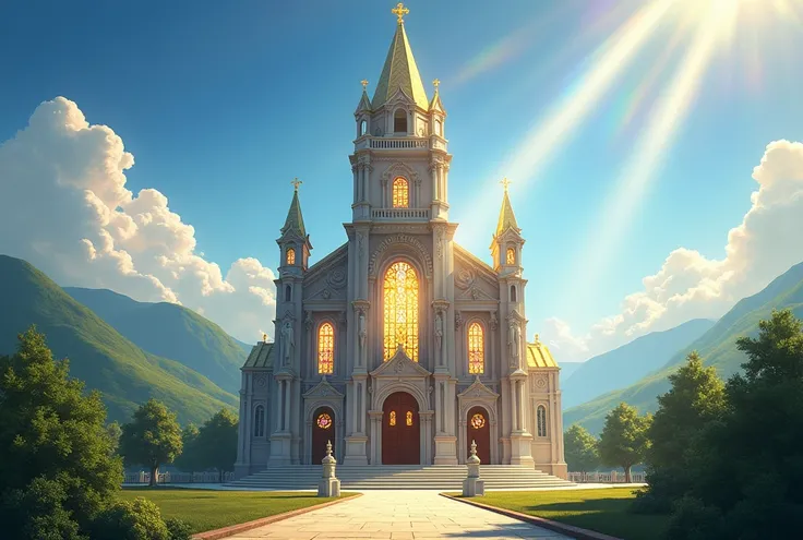 A sunlit church