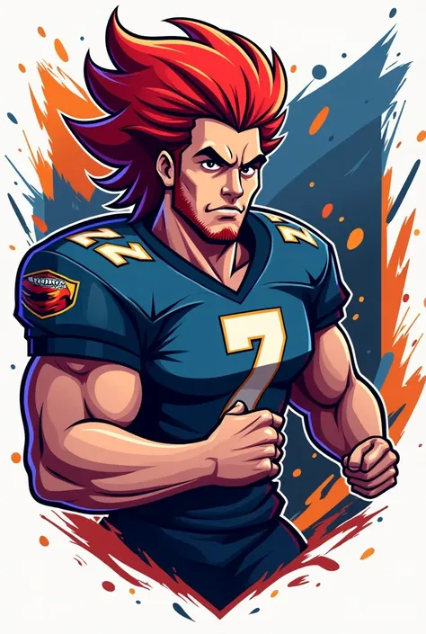 redhead football player, I want a logo for a football betting group, sports, bright colors, lively