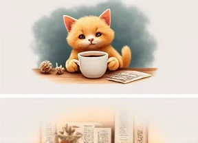 Cute cat drinking coffee