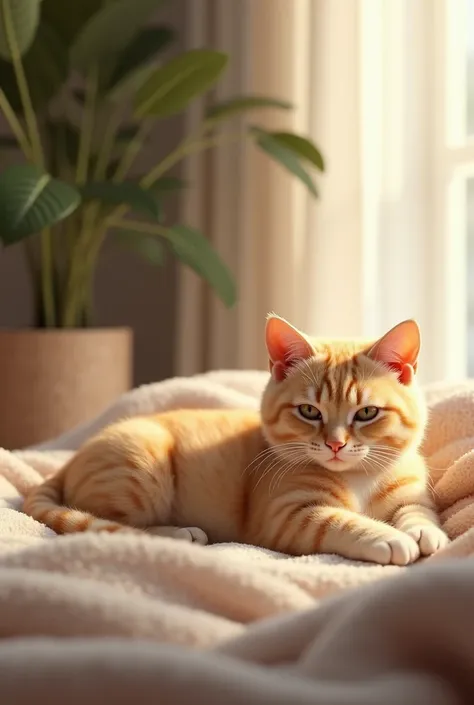 light orange adult cat lying down