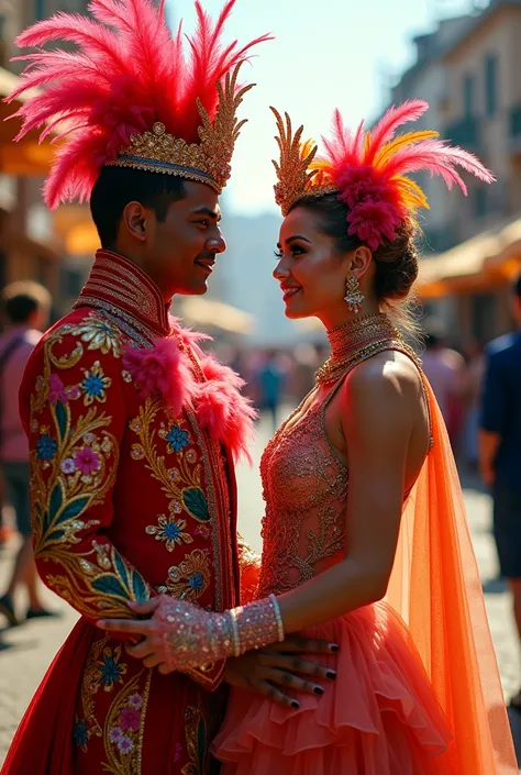 couple costume for carnival, colorful and imposing, to win a contest