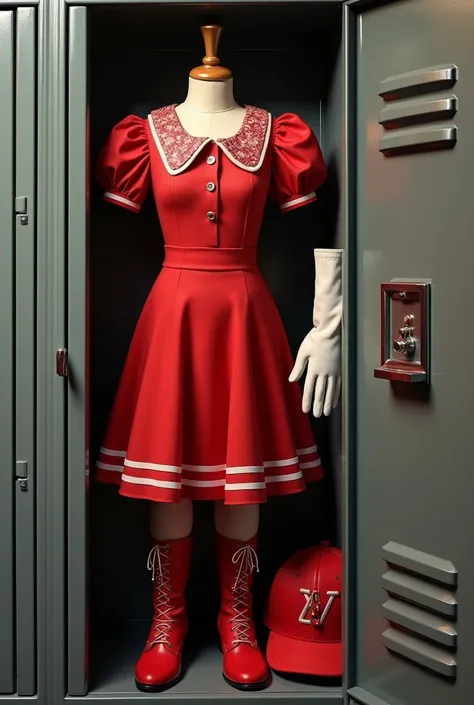 Amy rose outfit inside a locker no human no animal with gloves no human