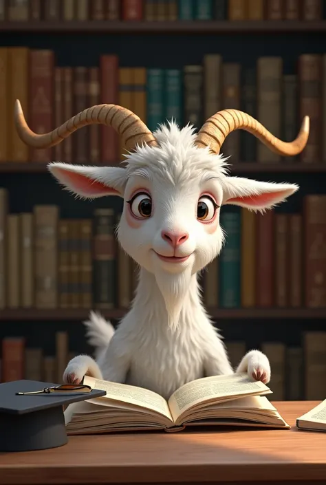 Goat studying