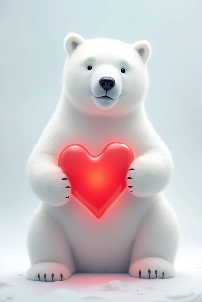 A white bear with a red heart