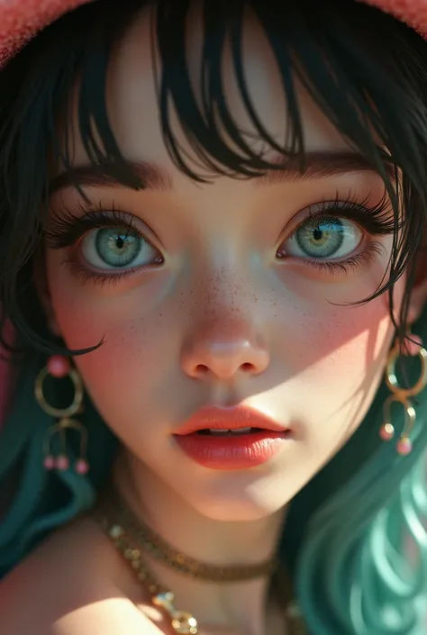 (extreme detail),(ultra-detailed), extremely detailed CG unity 8k wallpaper, best quality, masterpiece, emilie_t8, off shoulder, pink crop top, hyper realistic, cinematic lighting, detailed face, detailed eyes, detailed lips, intricate hairstyle, flawless ...