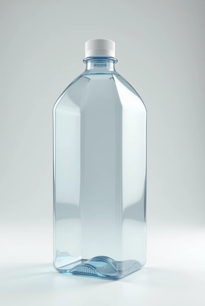 a model of a 2 liter transparent, square PET bottle