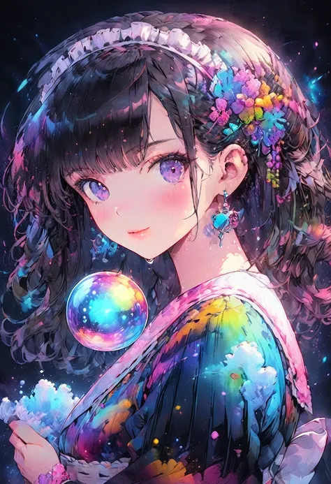 Momoko Sakura Style、8K quality、Intense watercolor, Detailed watercolor art, Watercolor splash, Surreal, Avant-garde pop art, Beautiful and expressive paintings, Beautiful artwork illustration, Very colorful tones, wonderful, Cool Beauty, Highest quality、Of...