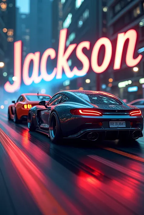 Cars with lowered sound, with the name written on the letter JACKSON 