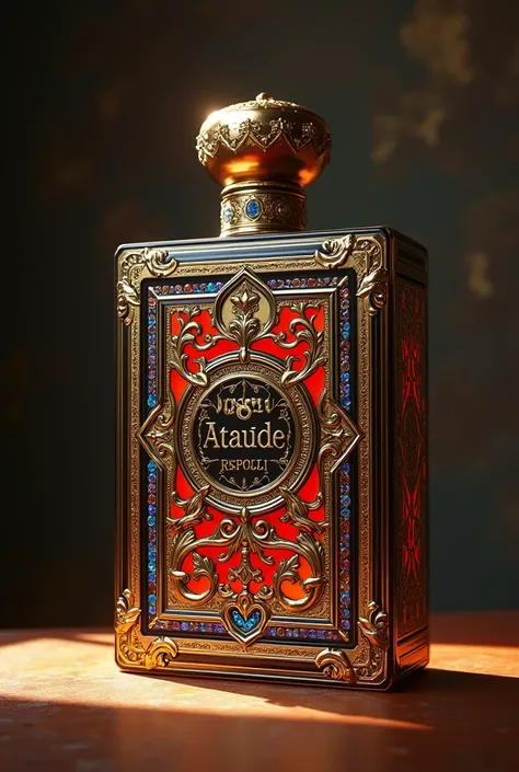 create for me a perfume with a personalized box about Baroque ,elegant, perfume , inspired by the works of the painter Mestre Ataíde , BAROQUE STAINED GLASS