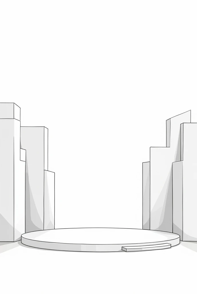 make the drawing in black and white and only with the outline and the stage