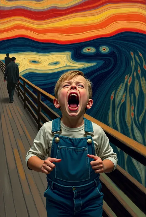 I want you to create a reinterpretation of Edvard Munch&#39;s artwork The Scream. I want you to make her portray a child having sleep paralysis.