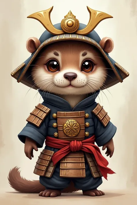 Cute little otter, dressed in a samurai savage costume; masterpiece